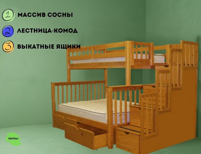 Кровать двухъярусная Велес Атланта-2 с ящиками
