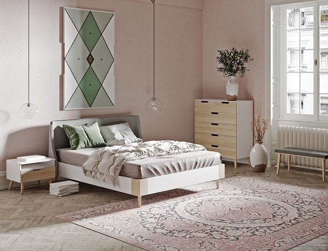 Кровать Lagom Side Chips светло-серая