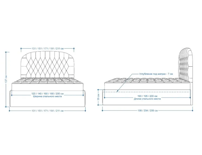 Кровать Венеция в ткани