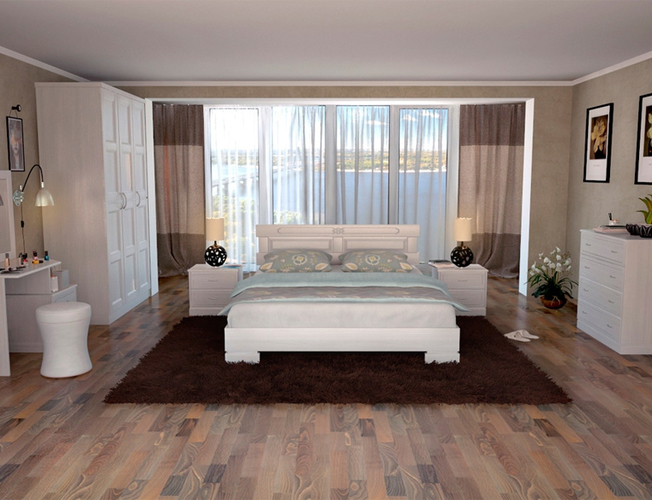 Кровать из массива Варна слоновая кость