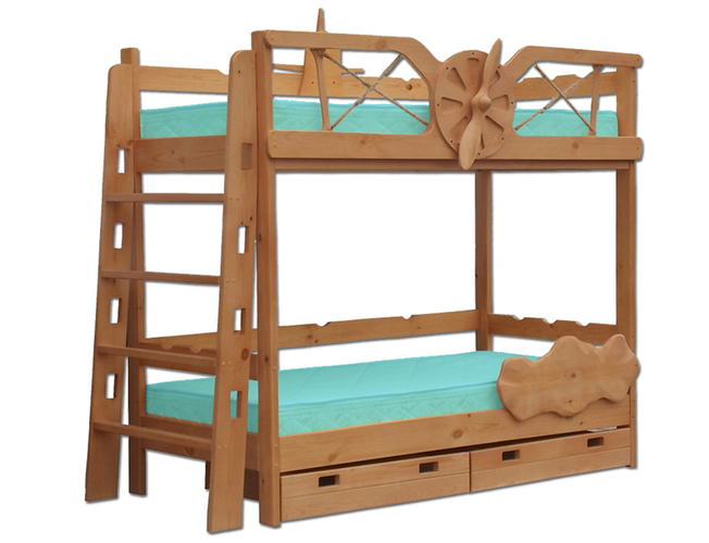 Кровать двухъярусная Велес Самолет с ящиками