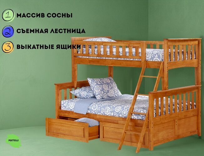 Кровать двухъярусная Велес Модерн с ящиками