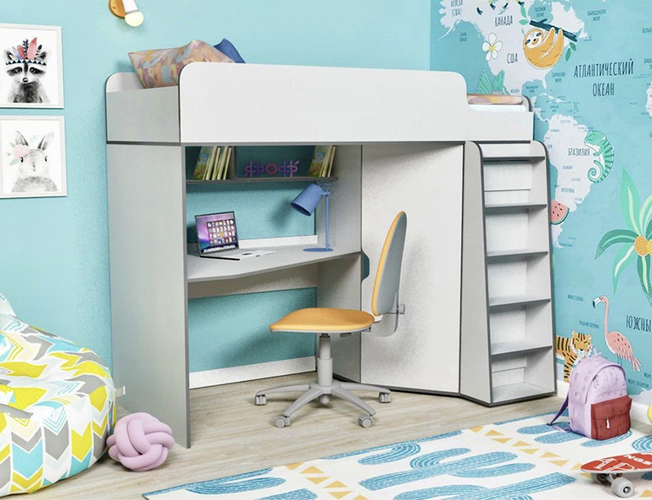 Кровать-чердак, серый