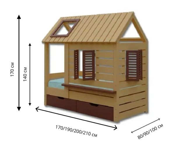 Детская кровать Велес Домик №3 с ящиками