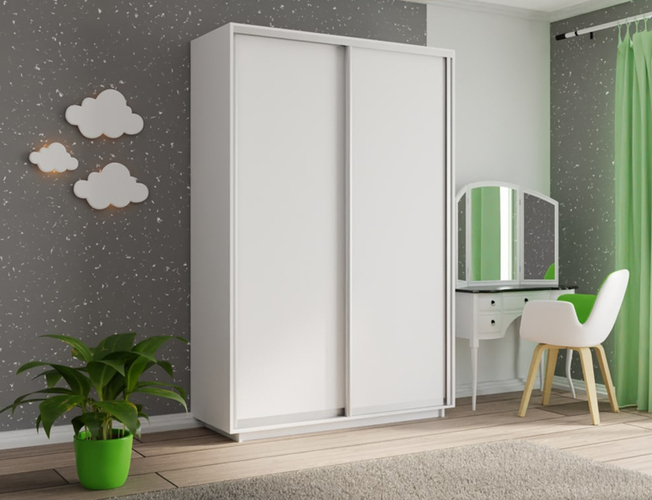 Шкаф-купе Экспресс 2-х дверный (ЛДСП), Белый снег