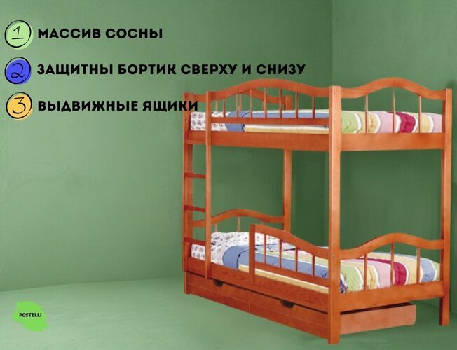 Кровать двухъярусная Велес Тандем-1 с ящиками