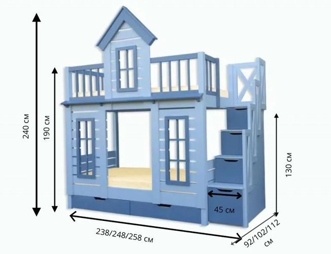 Двухъярусная кровать Велес Терем с лестницей