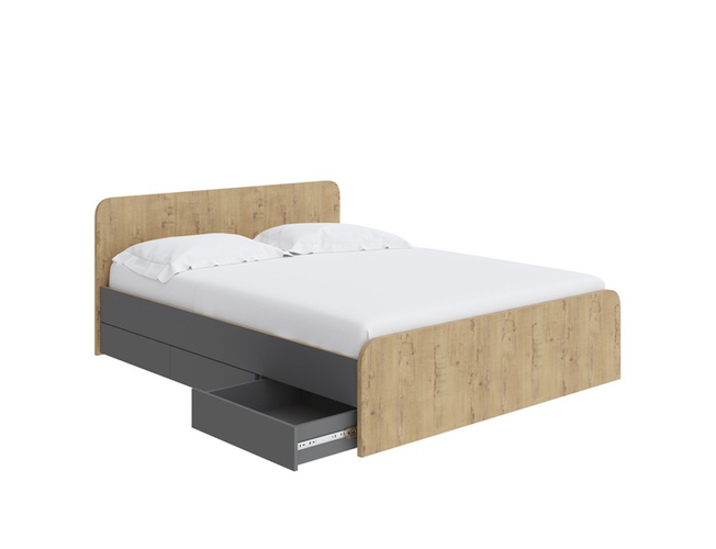 Кровать Way Plus с ящиками, Бунратти/Вулканический серый