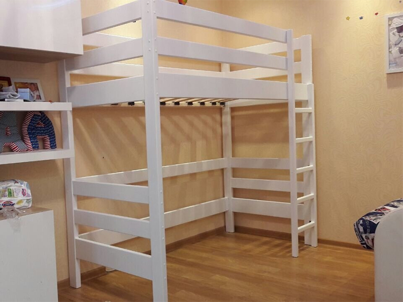 Детская кровать-чердак Юнга, индивидуальный заказ (добавлена третья планка, изменен конструктив лестницы, дозаказано ортопед. основание)